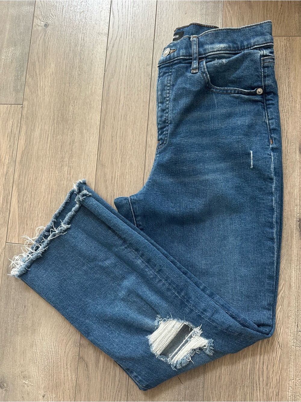 Express distressed ankle jeans
